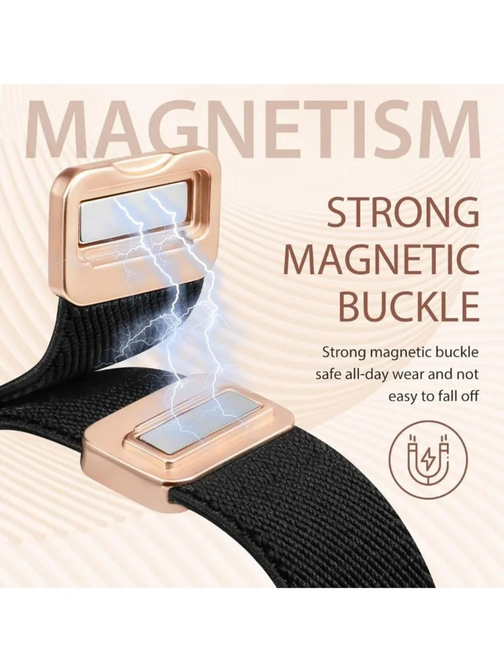 Stylish Stretchy Magnetic Band for Apple Watch 38-49mm, Elastic Nylon & Metal
